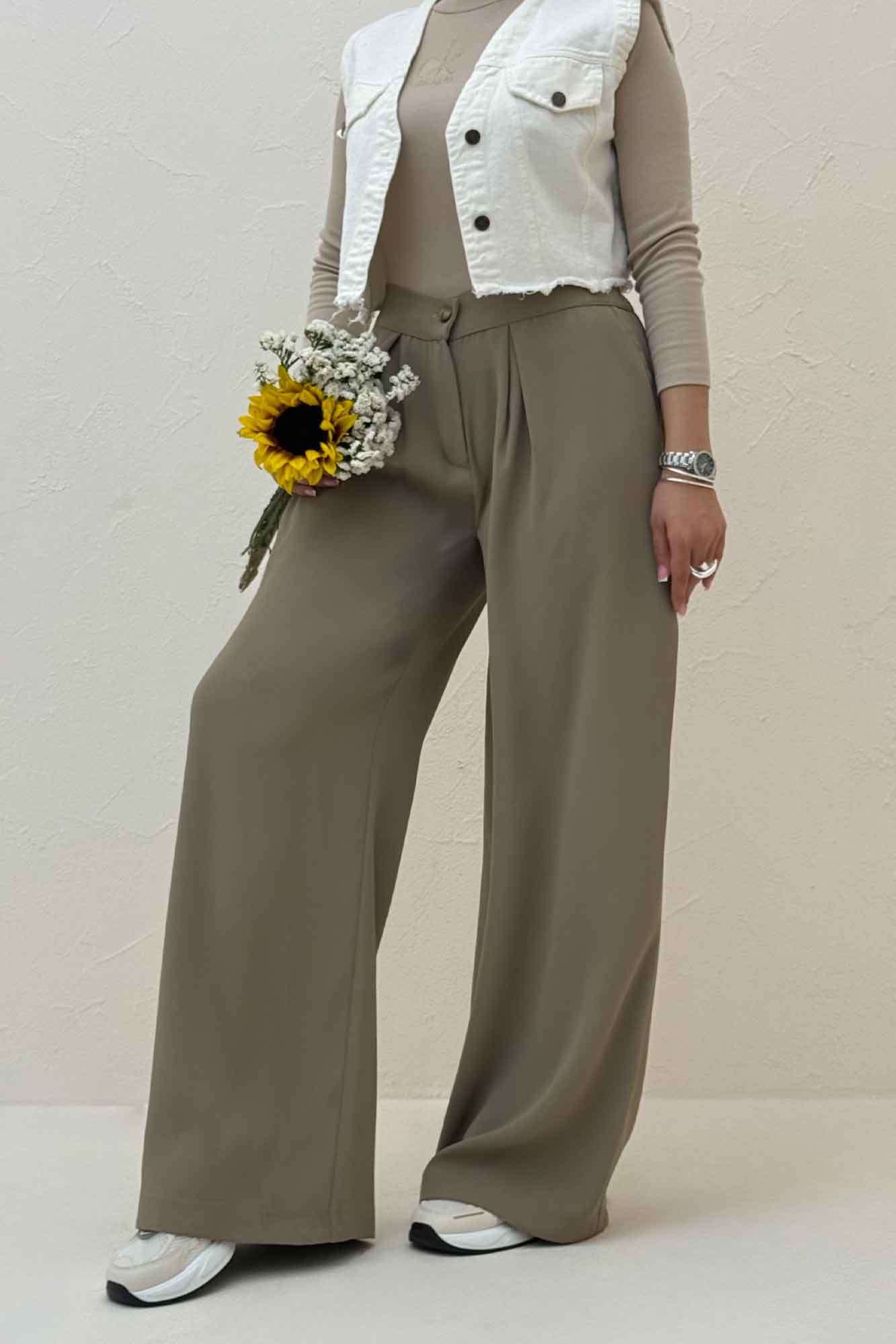 شلوار بگ پیله دار کرپ سان