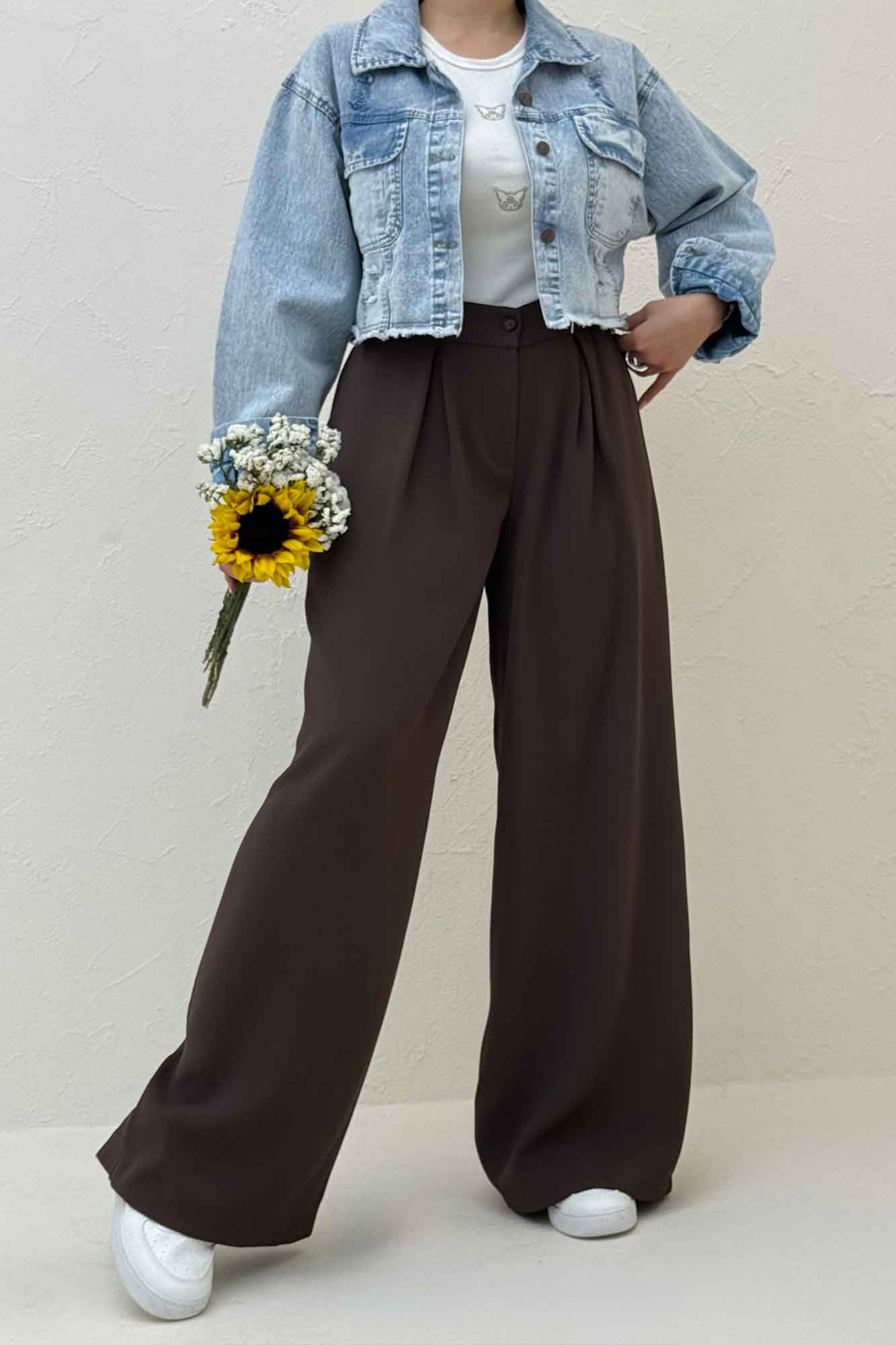 شلوار بگ پیله دار کرپ سان