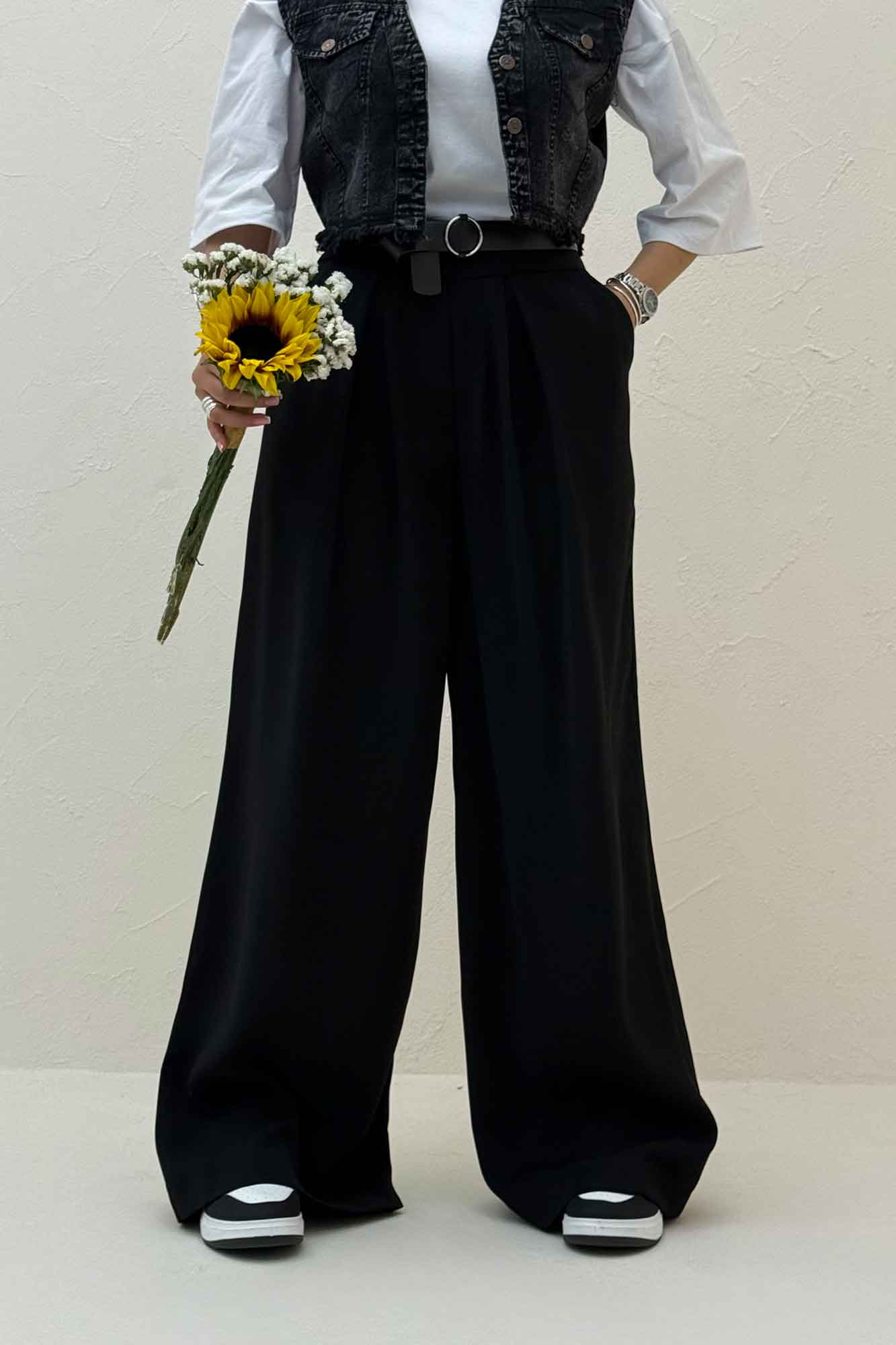 شلوار بگ پیله دار کرپ سان