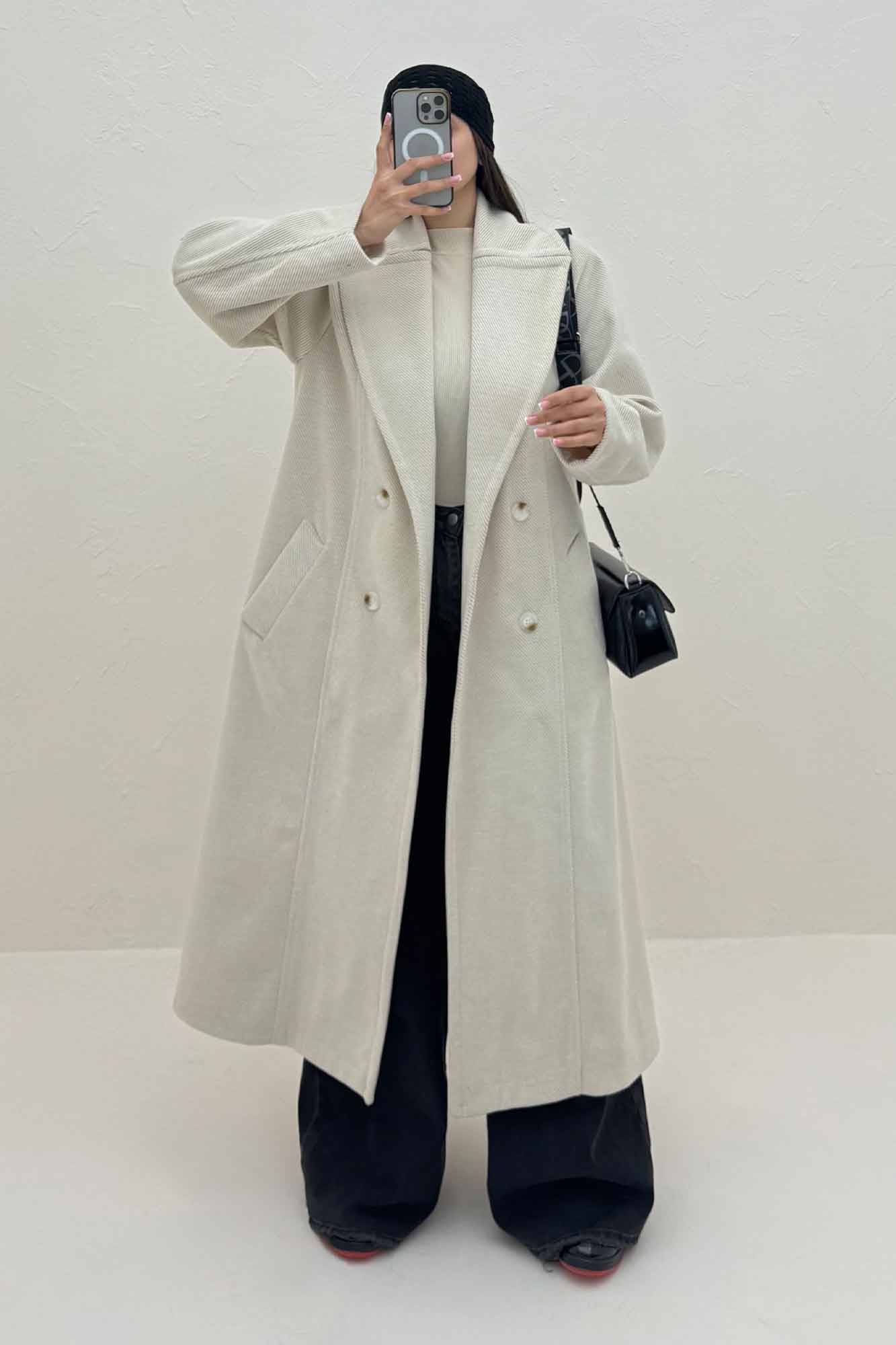 پالتو فوتر کجراه آستردار یقه دو تیکه