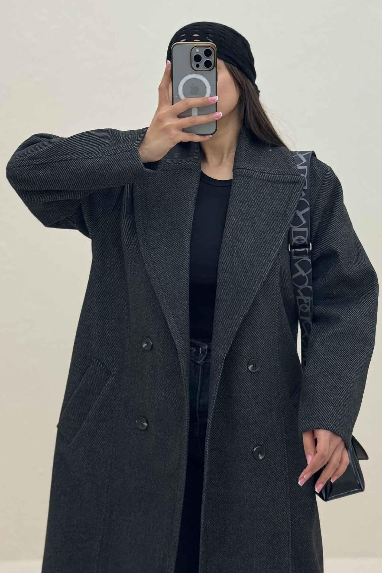 پالتو فوتر کجراه آستردار یقه دو تیکه