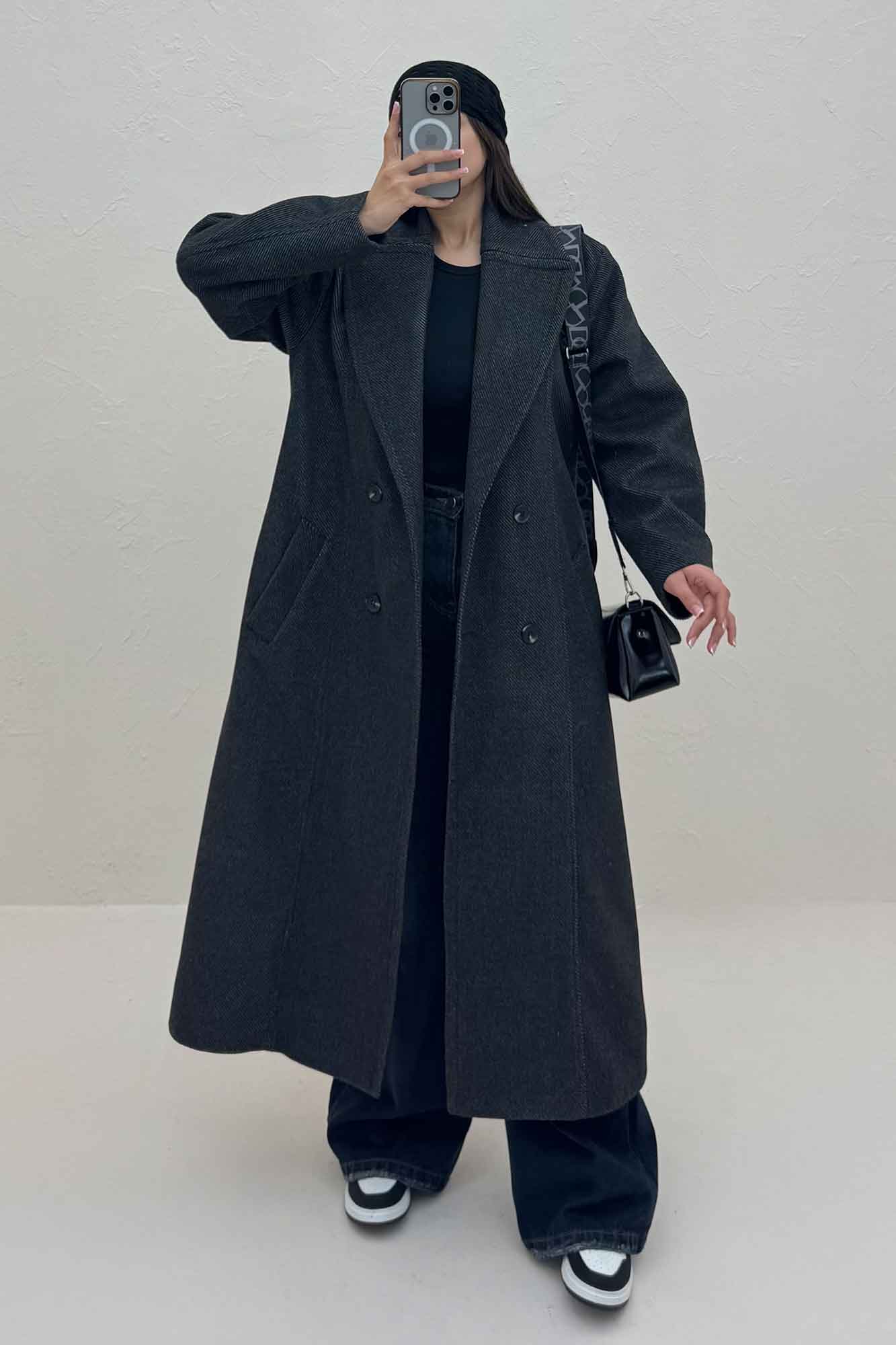 پالتو فوتر کجراه آستردار یقه دو تیکه