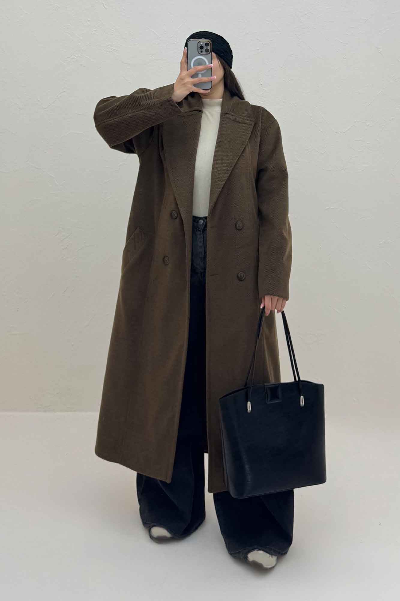 پالتو فوتر کجراه آستردار یقه دو تیکه