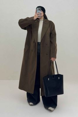 پالتو فوتر کجراه آستردار یقه دو تیکه