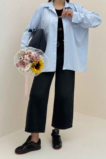 شومیز مانتویی تک جیب لاریسا