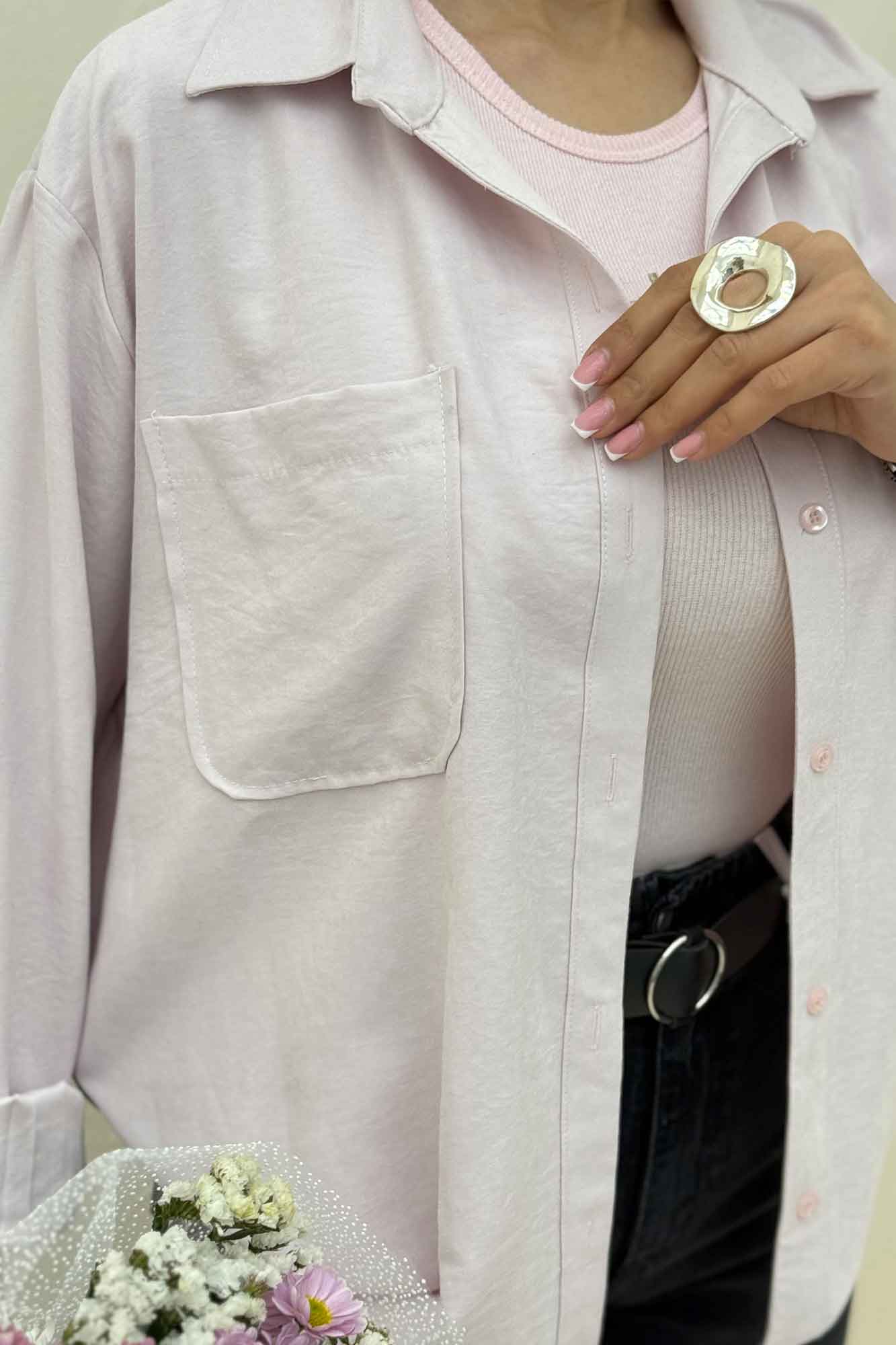 شومیز مانتویی تک جیب لاریسا