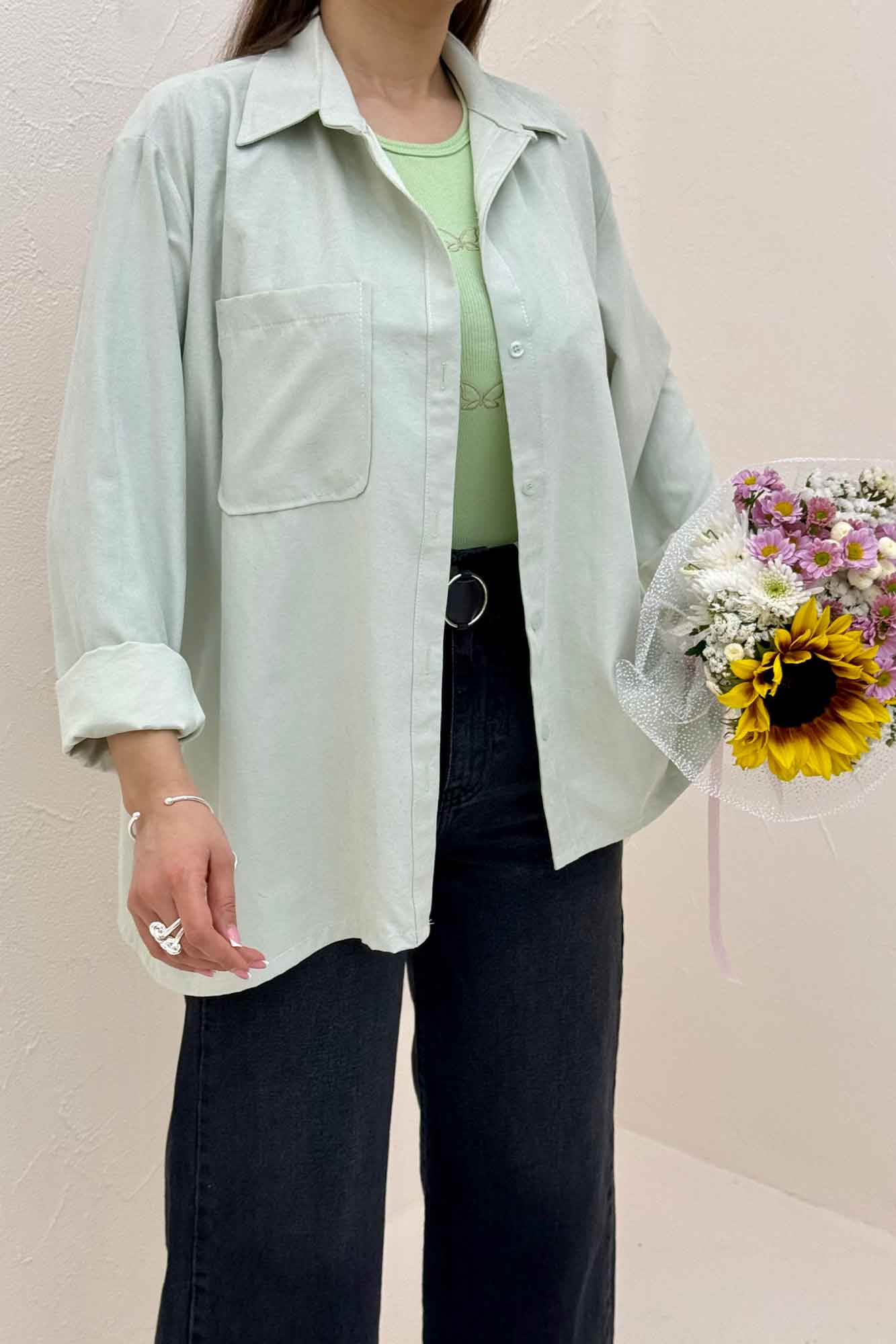 شومیز مانتویی تک جیب لاریسا