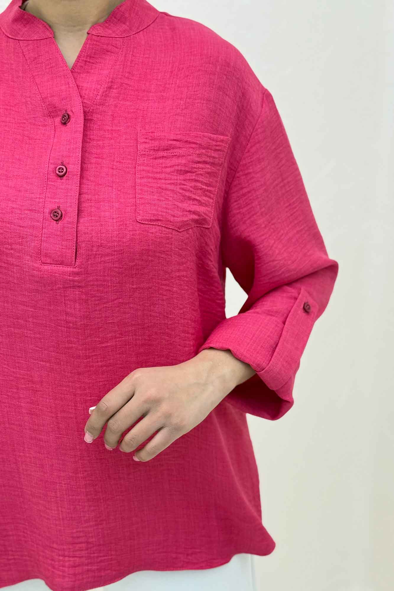 بلوز شانتون یقه بلیطی تک جیب