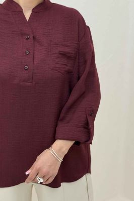 بلوز شانتون یقه بلیطی تک جیب