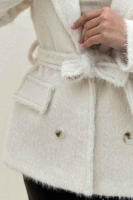 کت خز آستردار کمربنددار فلینا