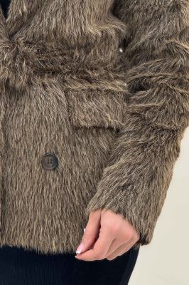 کت خز شاین دار آستردار کمربنددار 