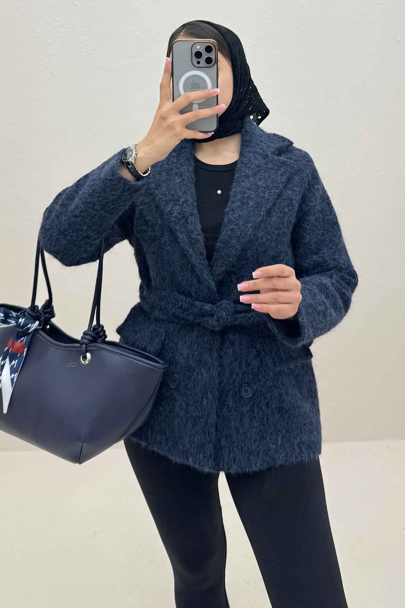 کت ویکتونا آستردار کمربنددار 