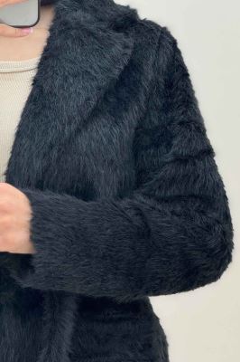 کت خز آستردار کمربنددار فلینا