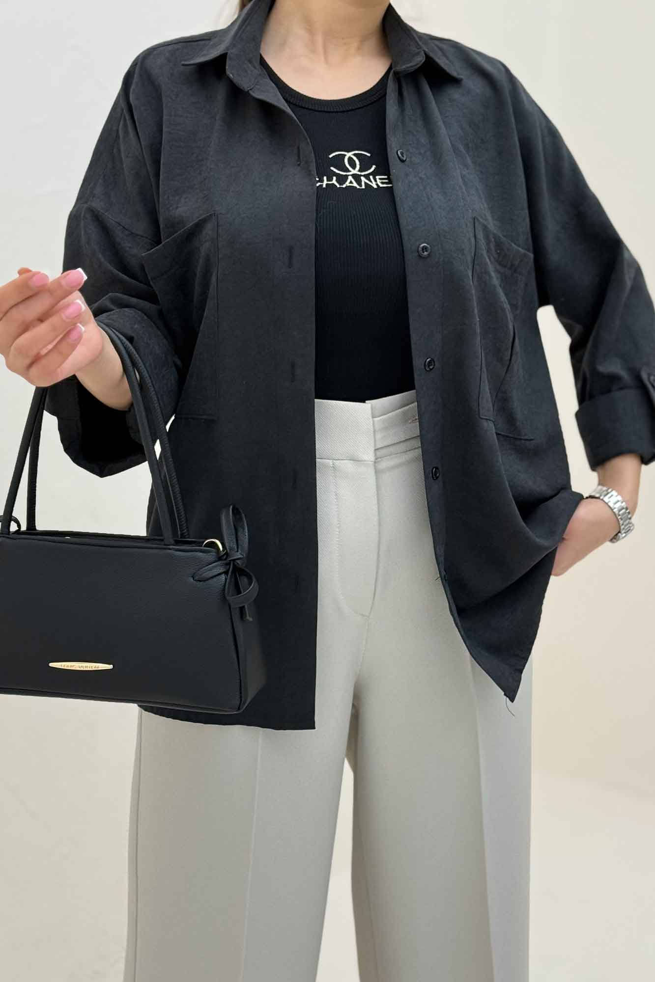 شومیز مانتویی آستین پاگن لاریسا