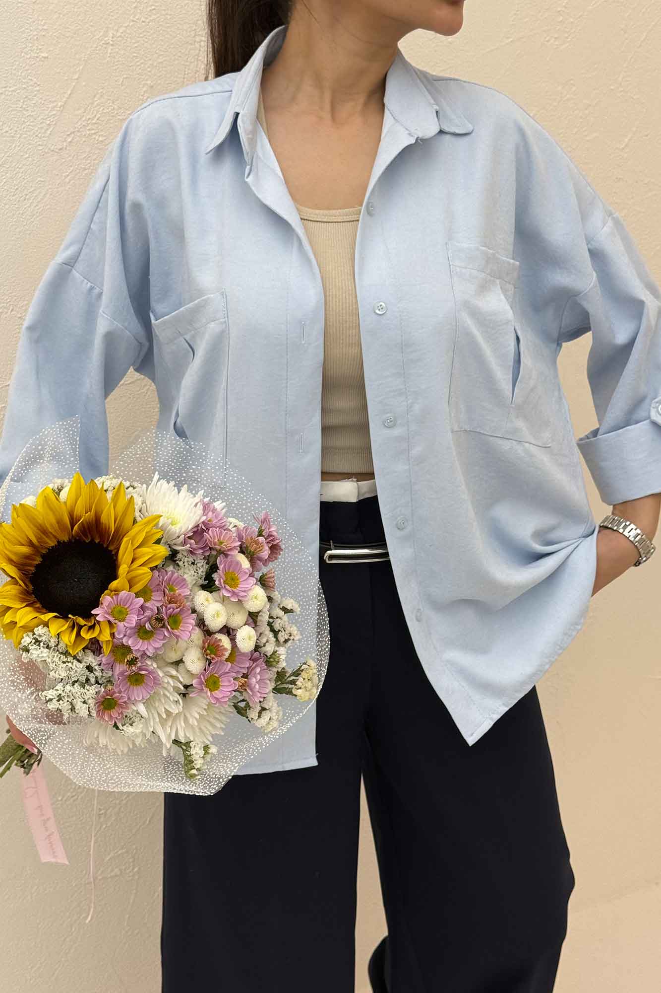 شومیز مانتویی آستین پاگن لاریسا