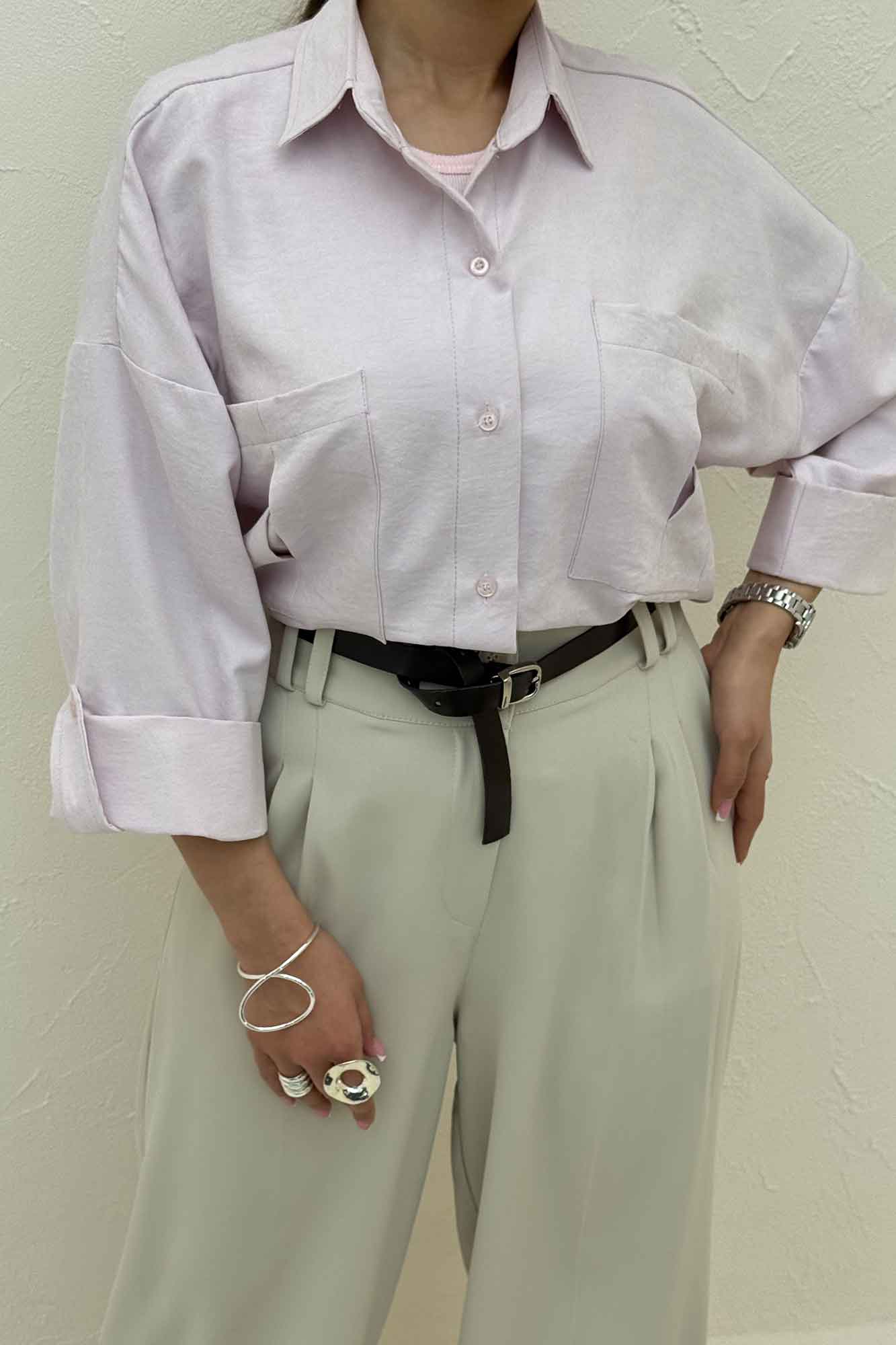 شومیز مانتویی آستین پاگن لاریسا