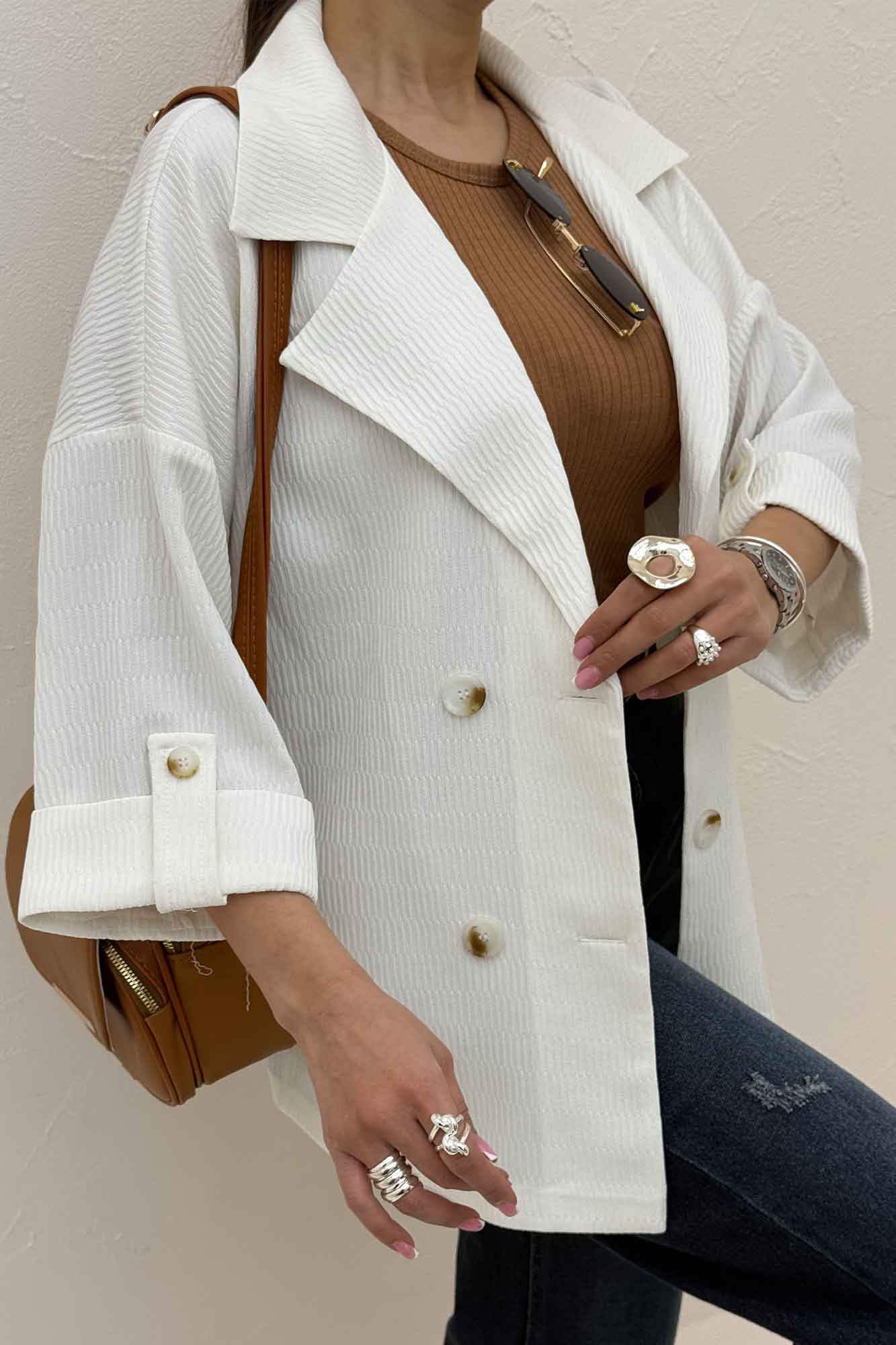 کت پاگن دار دکمه عمودی السا