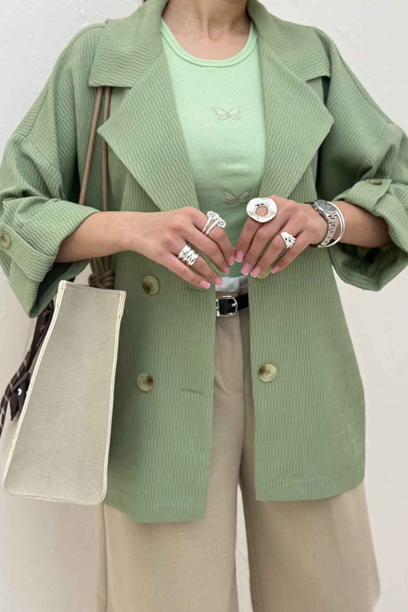 کت پاگن دار دکمه عمودی السا