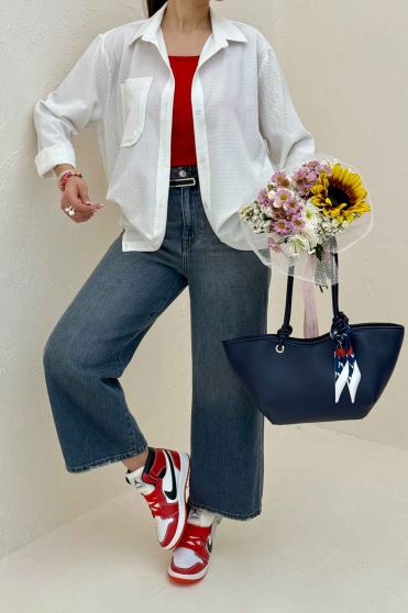 شومیز مانتویی جیب گرد اطلس کد 721