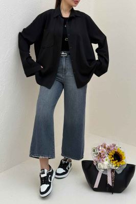 شومیز مانتویی جیب گرد اطلس کد 721