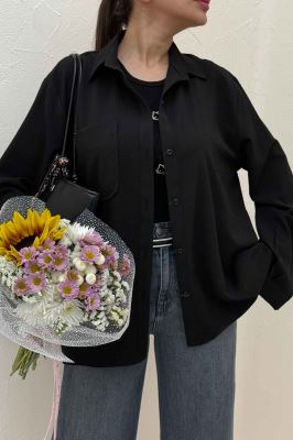 شومیز مانتویی جیب گرد اطلس کد 721