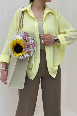 شومیز مانتویی جیب گرد اطلس کد 721