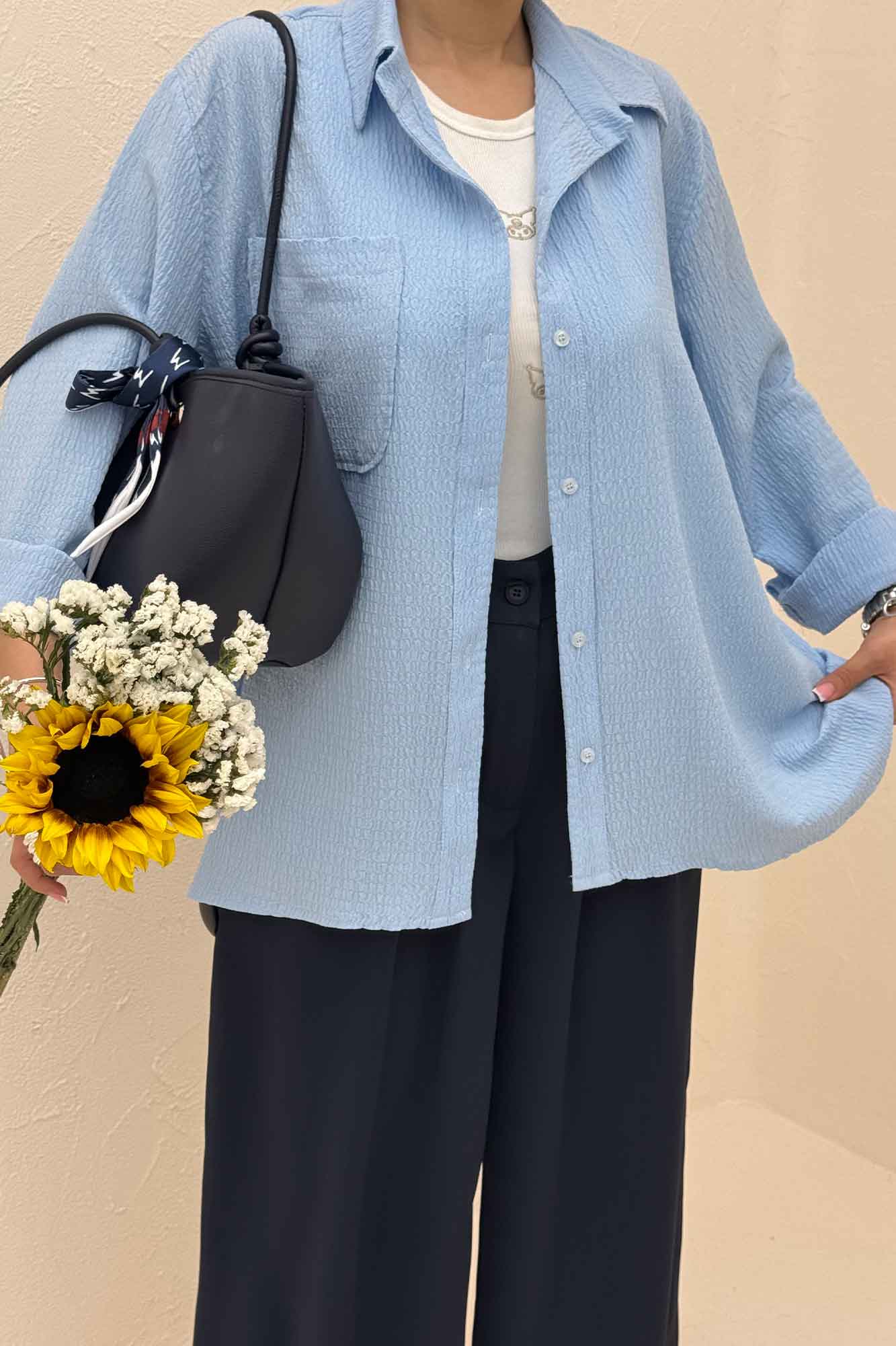 شومیز مانتویی جیب گرد اطلس کد 721