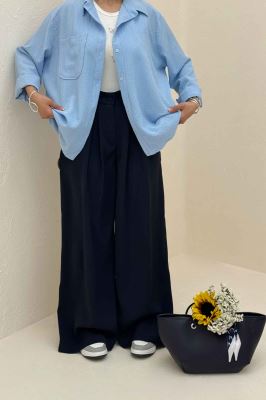 شومیز مانتویی جیب گرد اطلس کد 721