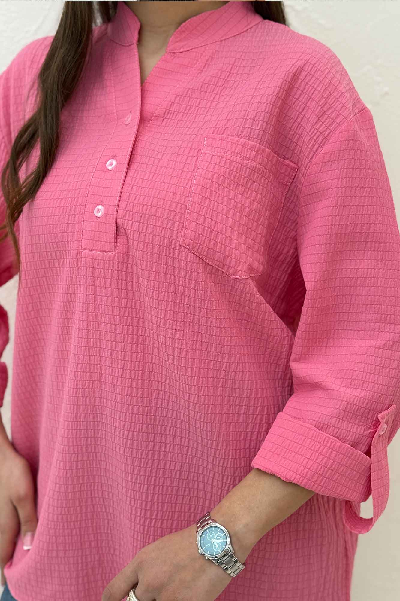 بلوز اطلس یقه بلیطی تک جیب 