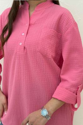 بلوز اطلس یقه بلیطی تک جیب 