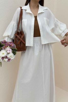 ست شومیز و دامن اطلس بلوسا