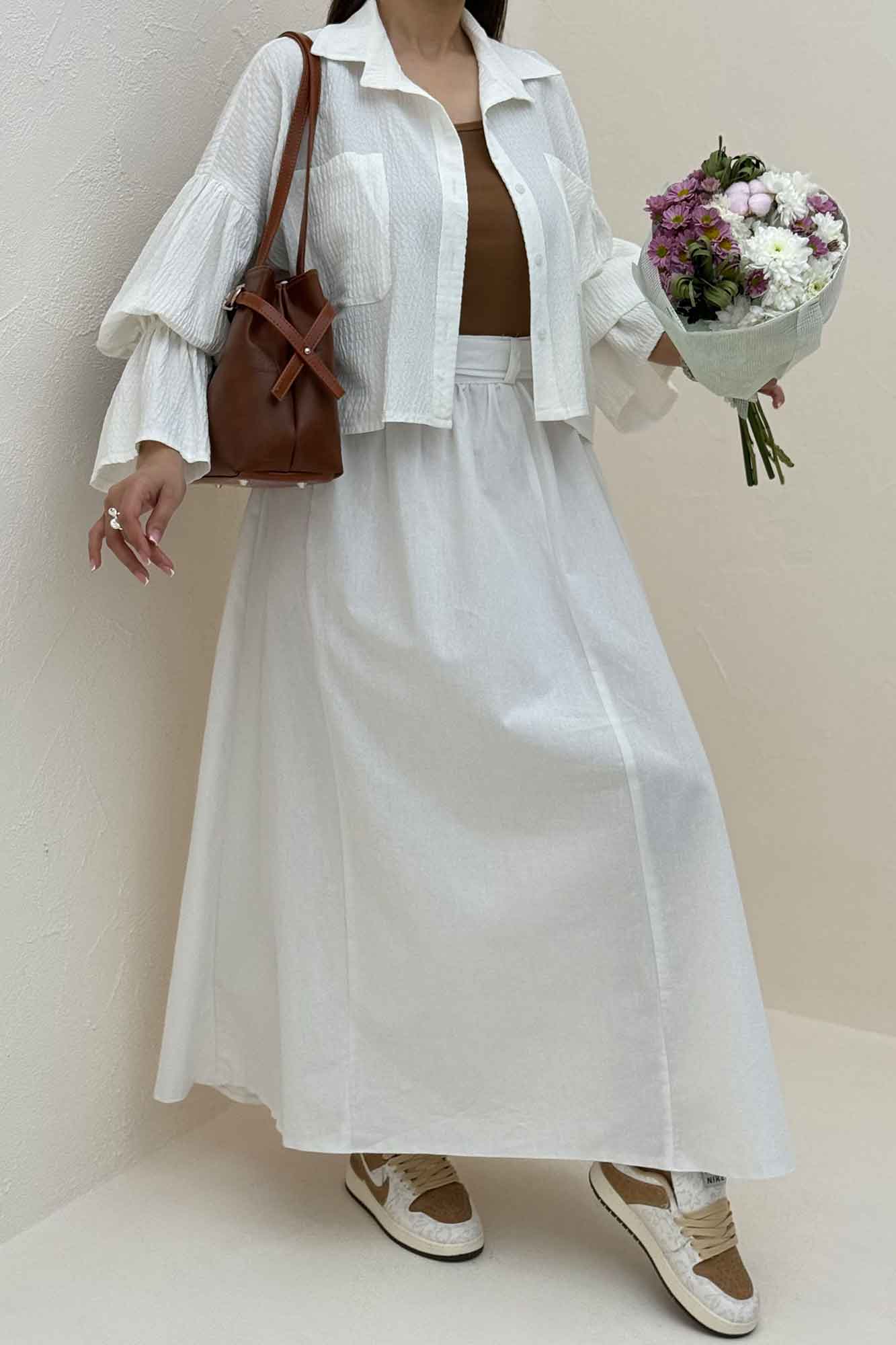 ست شومیز و دامن اطلس بلوسا