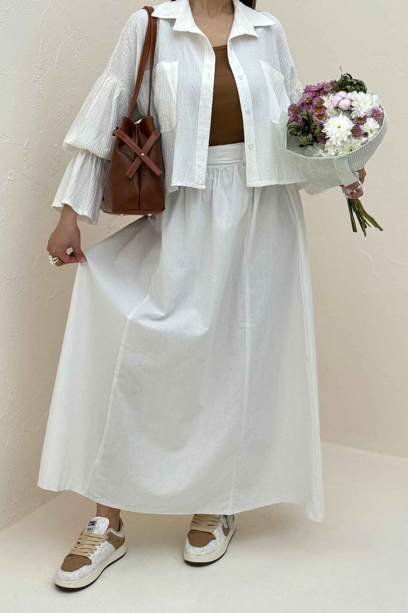 ست شومیز و دامن اطلس بلوسا