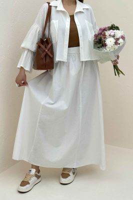 ست شومیز و دامن اطلس بلوسا