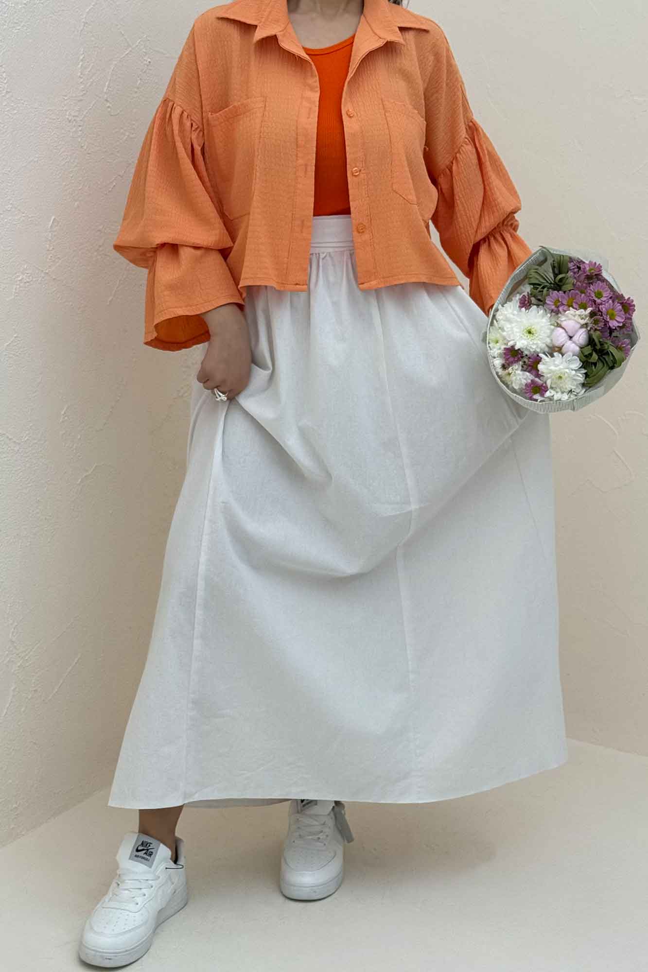 ست شومیز و دامن اطلس بلوسا