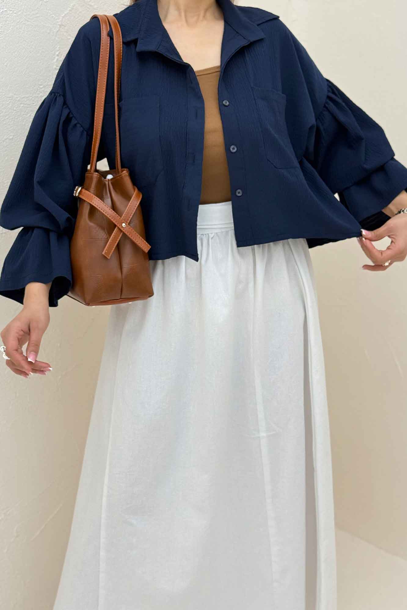 ست شومیز و دامن اطلس بلوسا