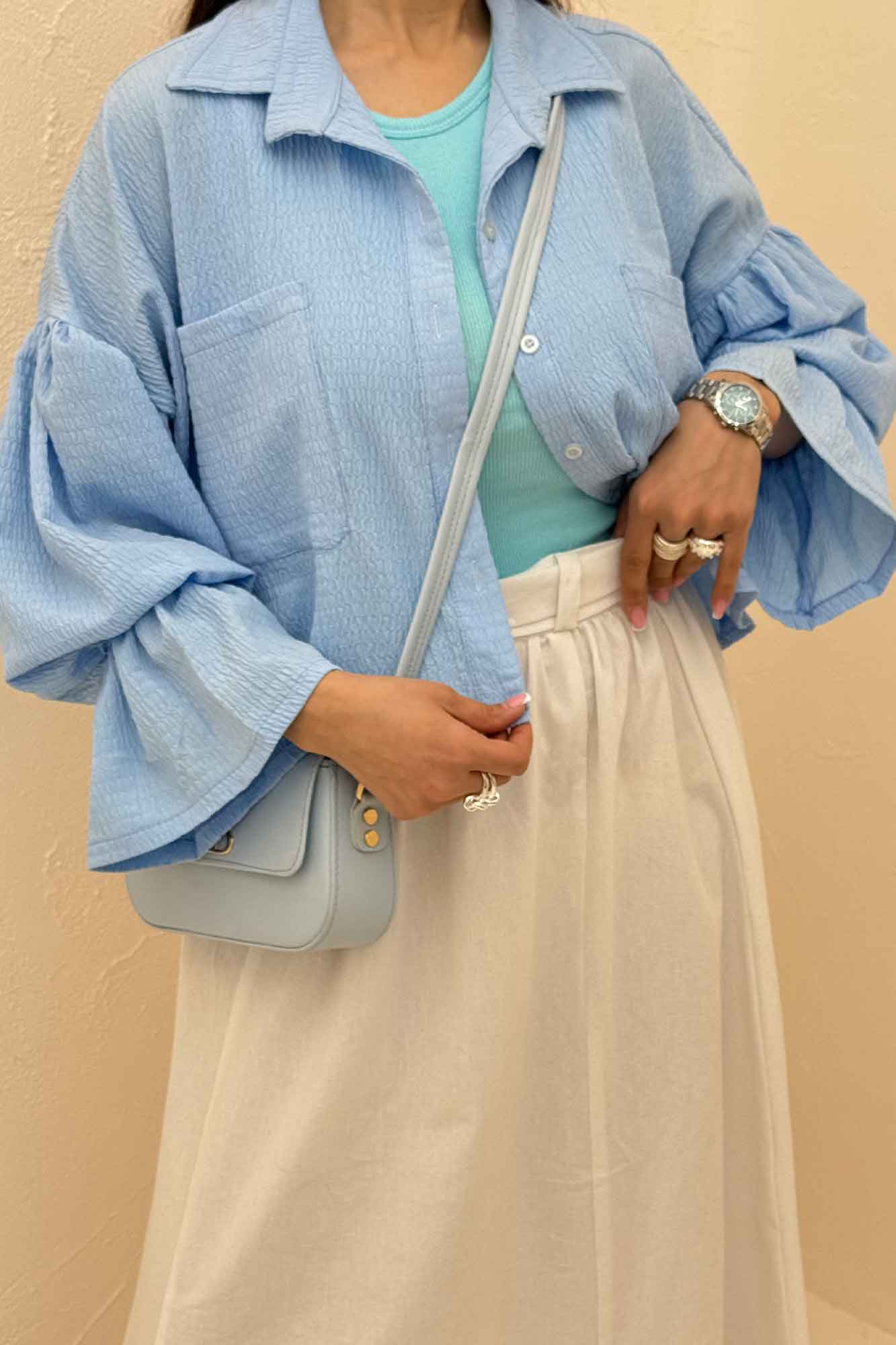 ست شومیز و دامن اطلس بلوسا