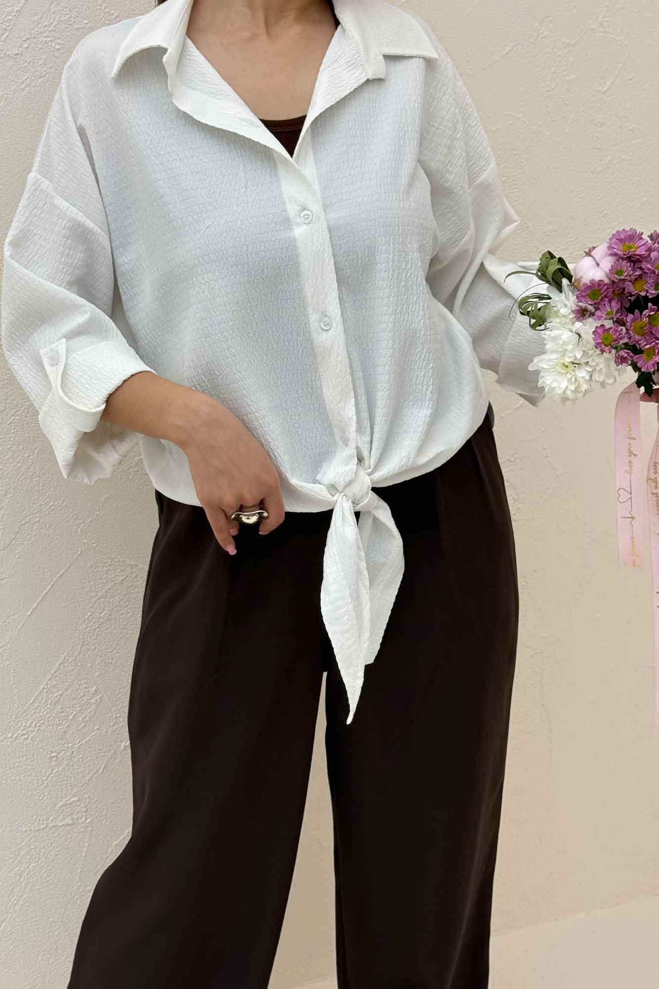 شومیز گره ای اطلس 