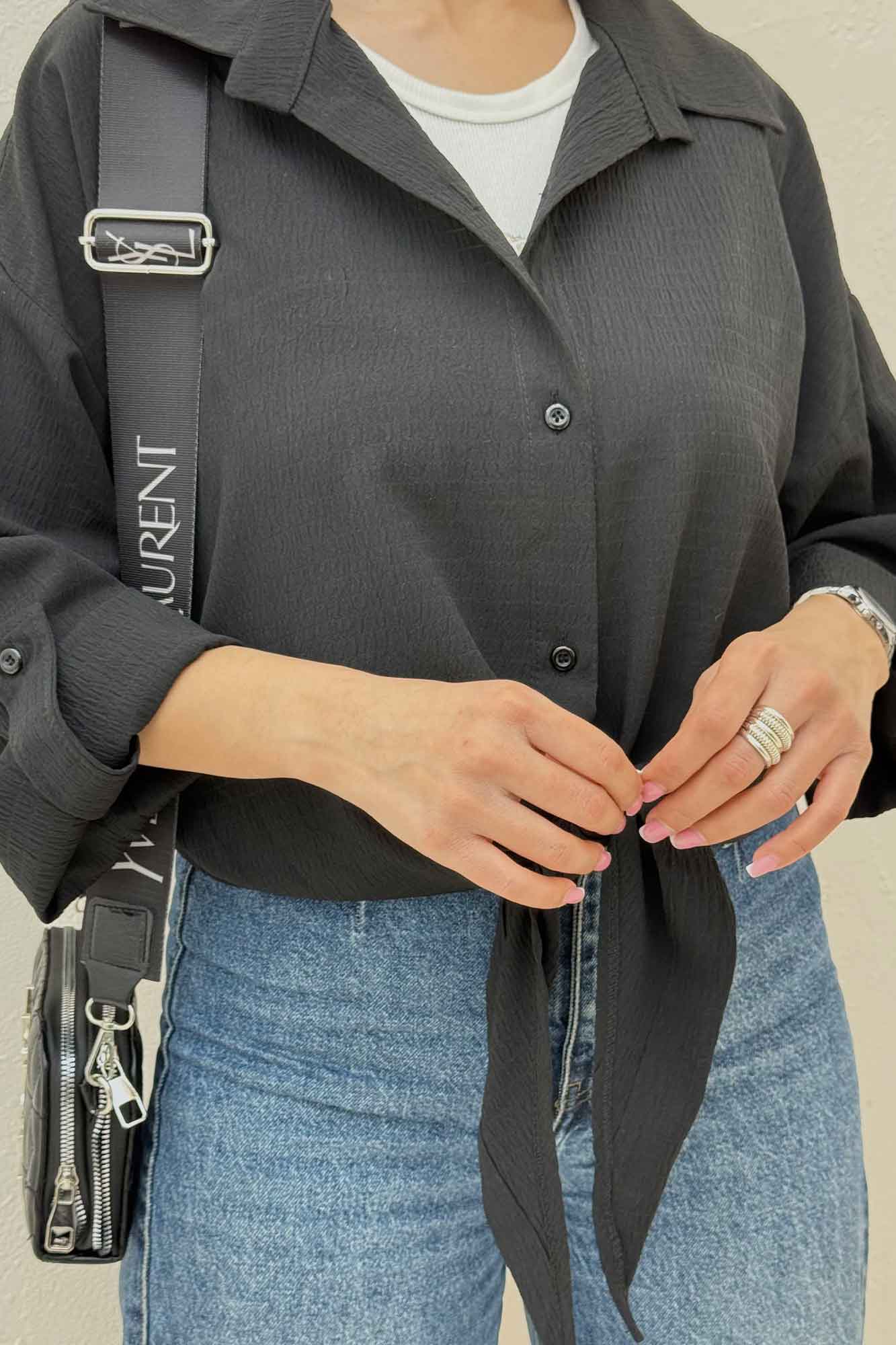 شومیز گره ای اطلس 