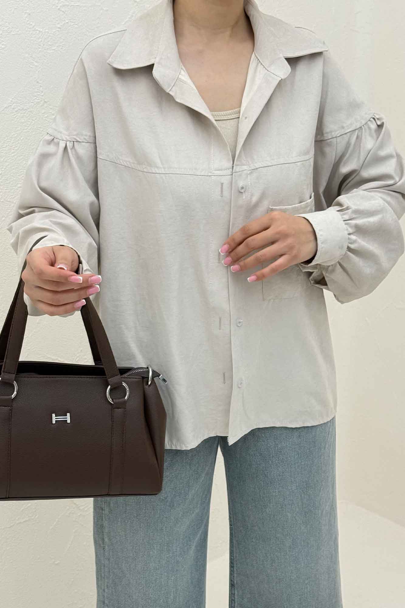 شومیز مانتویی آستین چین دار لاریسا