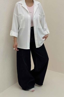 شومیز مانتویی آستین پاگن اطلس