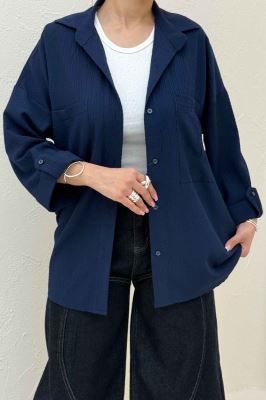 شومیز مانتویی آستین پاگن اطلس