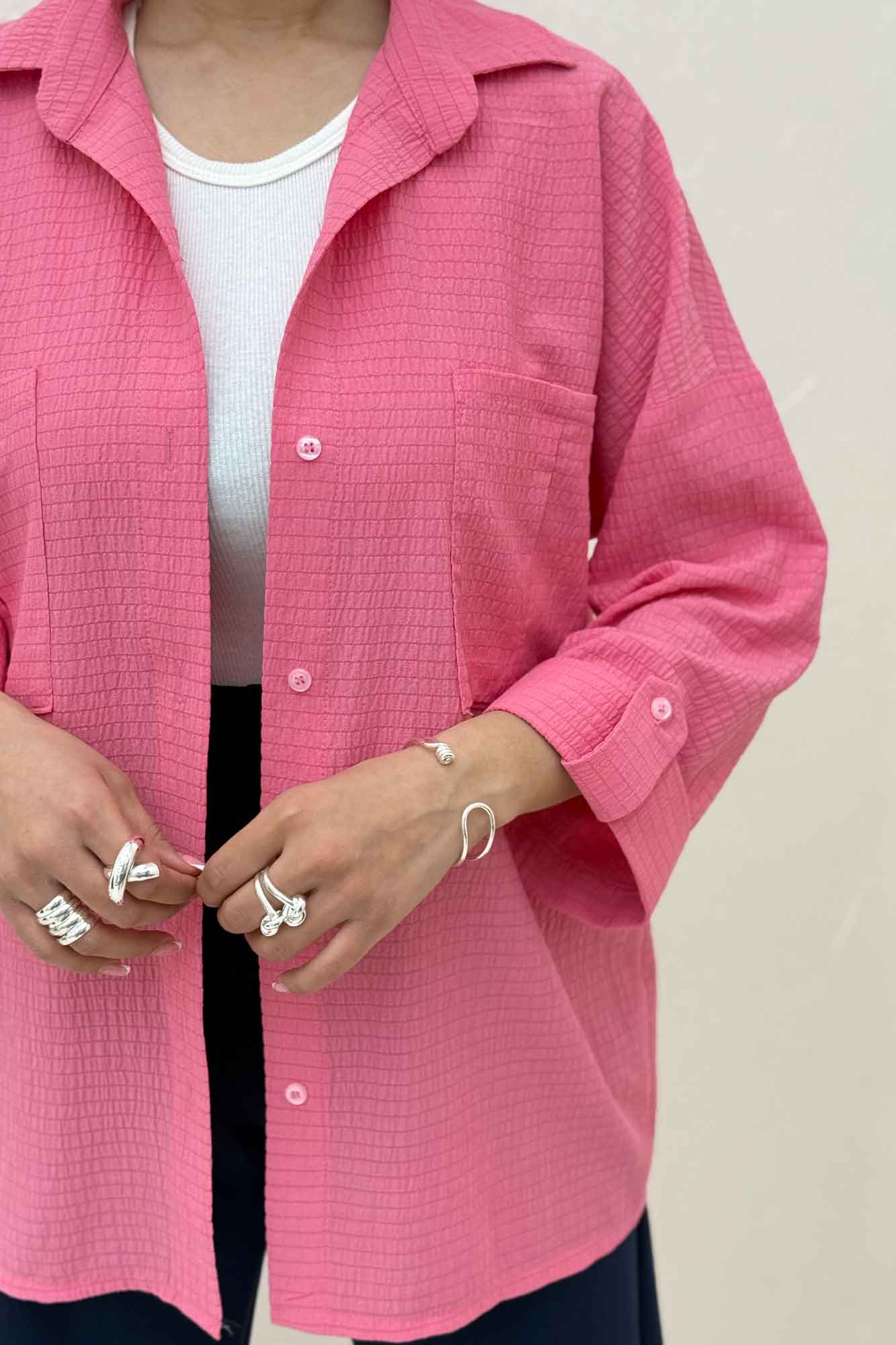 شومیز مانتویی آستین پاگن اطلس