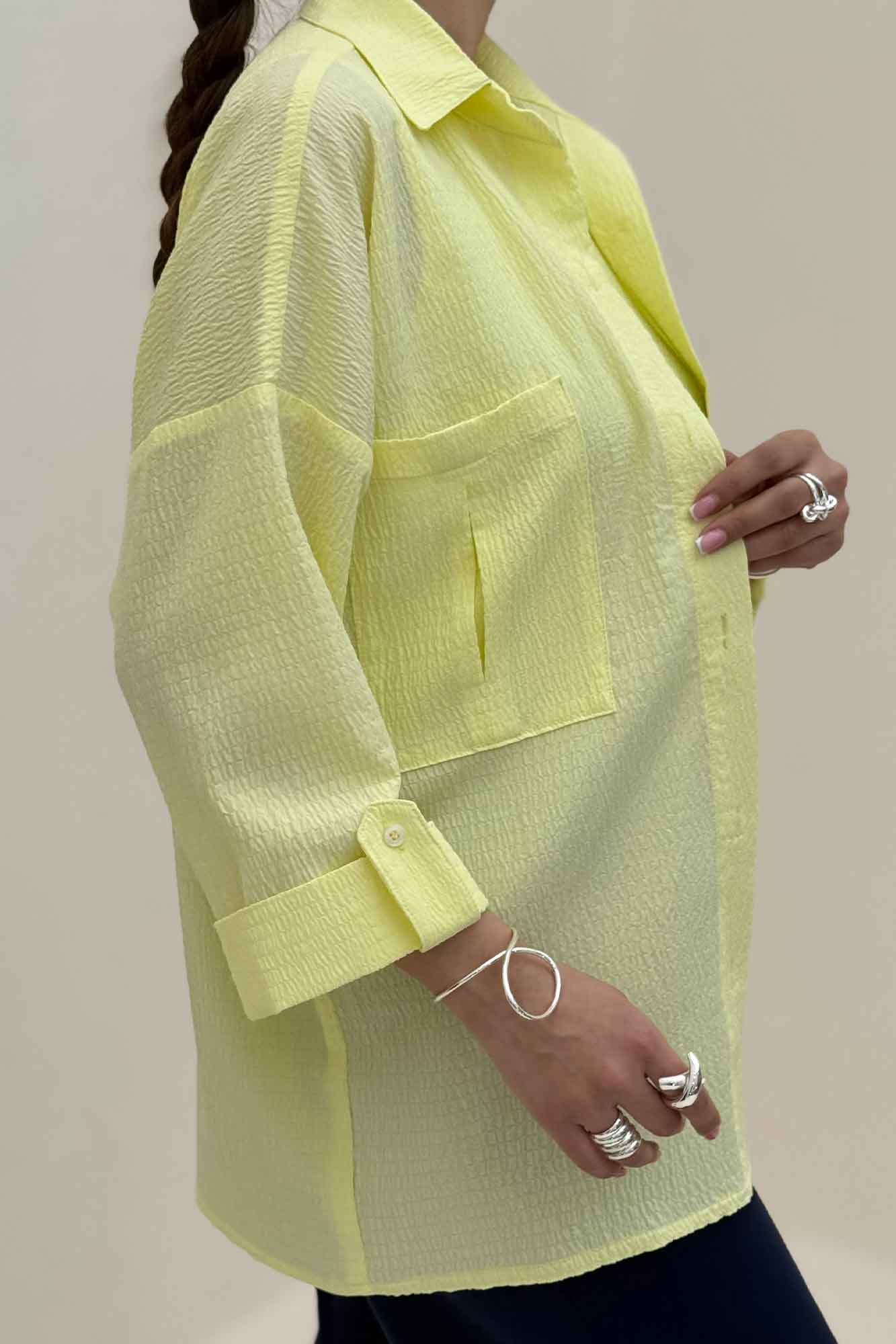 شومیز مانتویی آستین پاگن اطلس