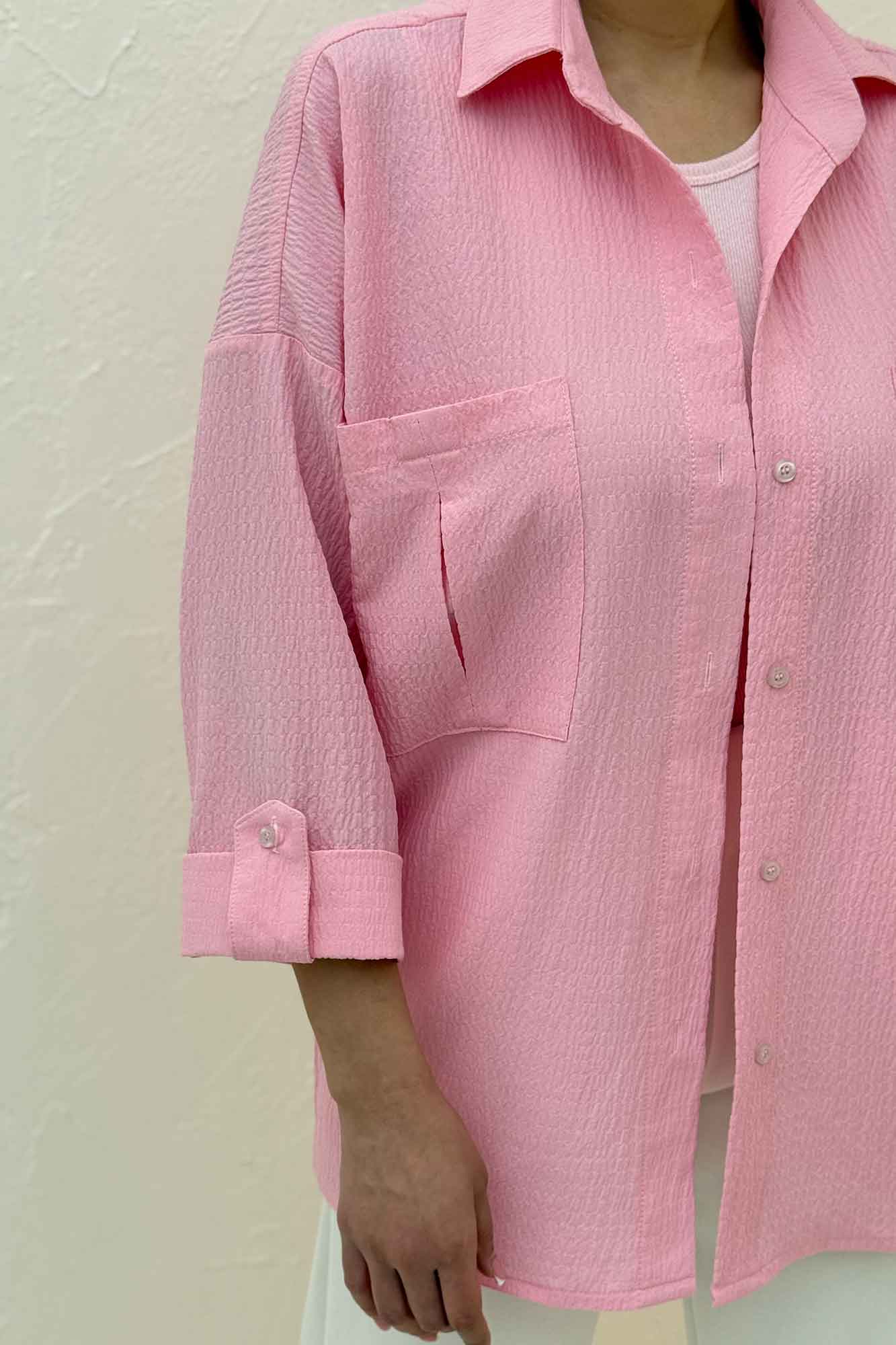 شومیز مانتویی آستین پاگن اطلس