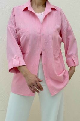 شومیز مانتویی آستین پاگن اطلس