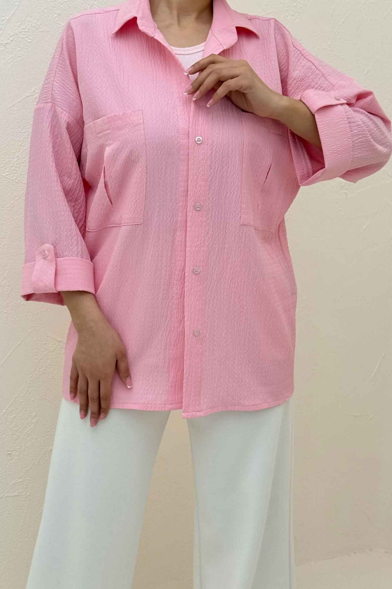 شومیز مانتویی آستین پاگن اطلس