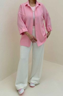 شومیز مانتویی آستین پاگن اطلس