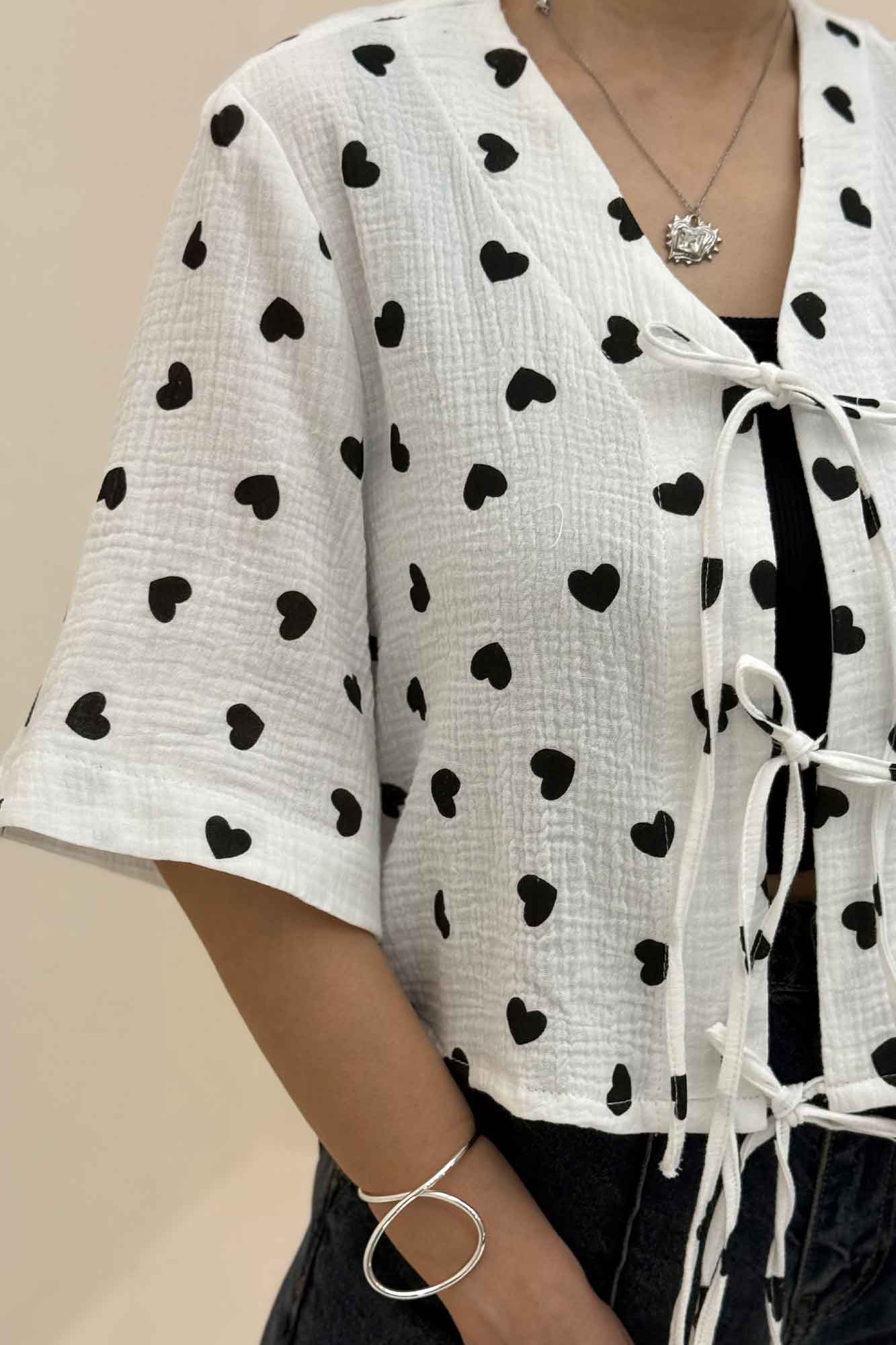 شومیز کراپ دبل فیس طرحدار دو بند