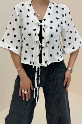 شومیز کراپ دبل فیس طرحدار دو بند